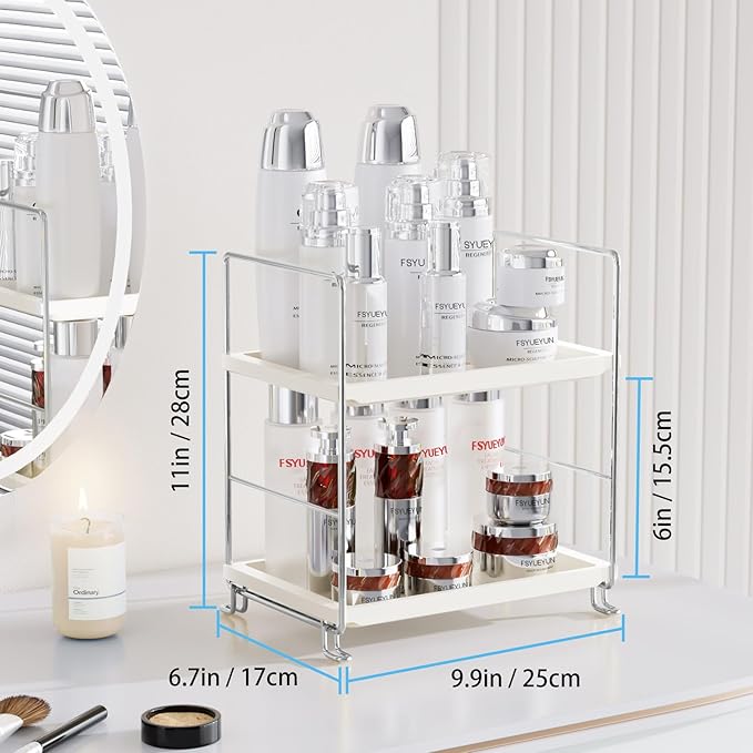 2-Tier Bathroom Countertop Organizer, Sliver