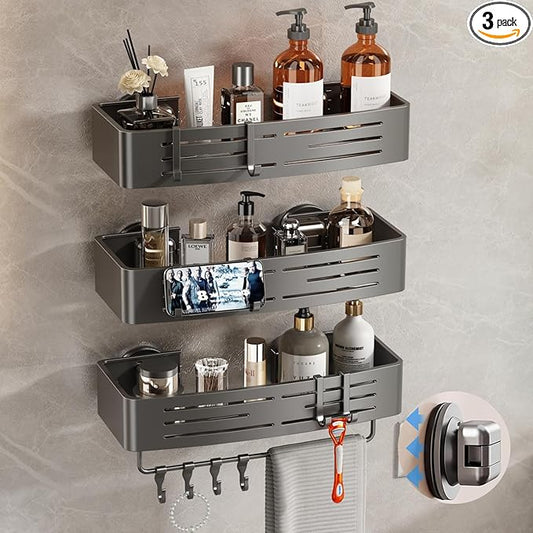 Shower Caddy Suction Cup, 3 Pack Shower Shelves for Inside Shower No Drilling