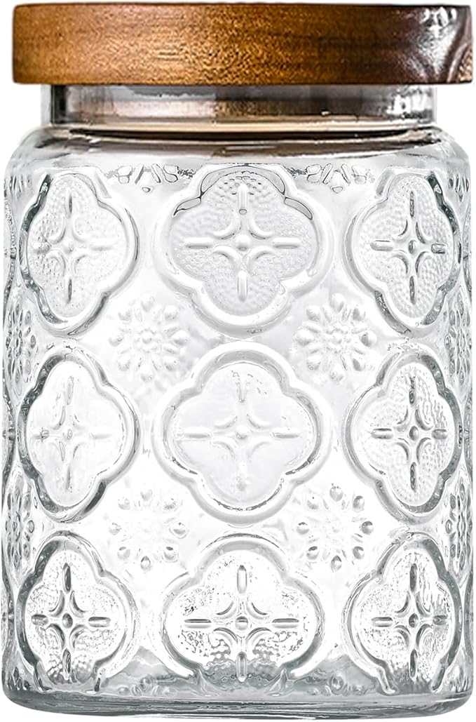 Adodeen 24oz Vintage Glass Jar With Lid, Glass Storage Containers