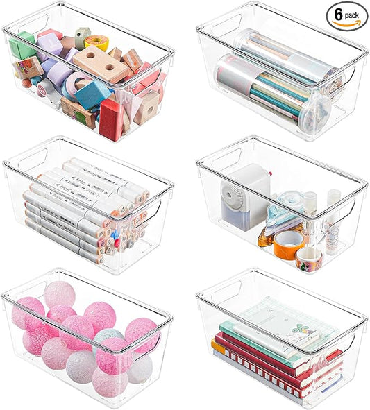 6 Pack Small Clear Storage Bins with Lids