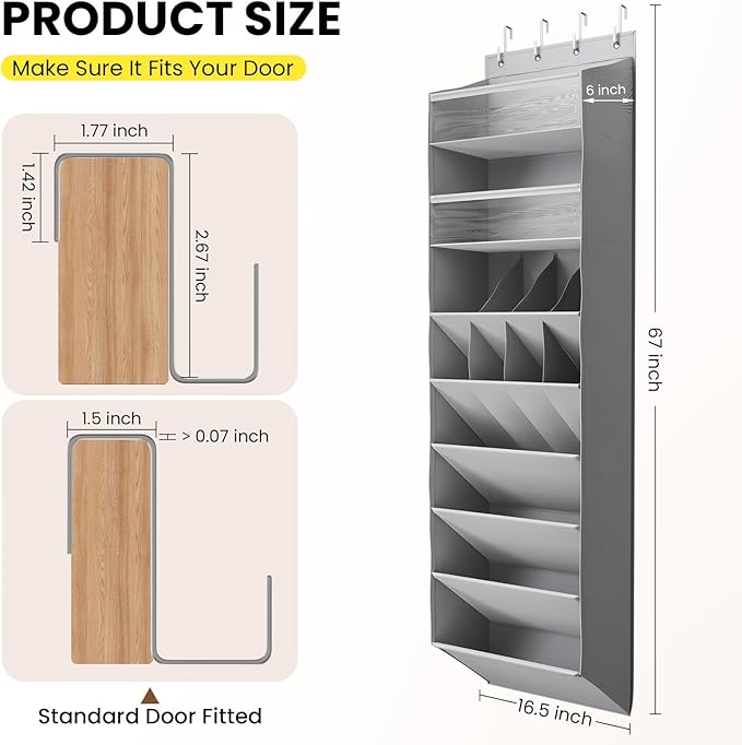 16-20 Pairs Over the Door Shoe Organizer, Grey