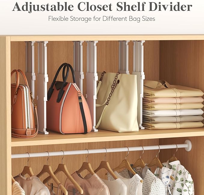 Lifewit Drawer Dividers for Clothes, 3.2" High 10.5"-16.5" Expandable Dresser Drawer Organizers, Adjustable White Plastic Separators for Kitchen, Cabinet, Nursery, Socks & Underwear Storage, 4 Pack