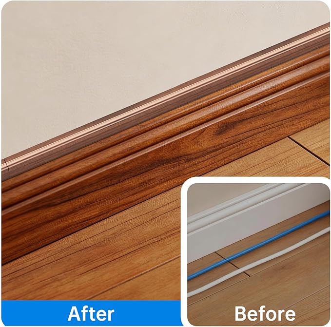Delamu Cord Hider, Large Cord Covers for 3-4 Wires on Wall, 85in Cable Hider, Easy Set up Wire Hiders Wire Covers for Cords on Wall, TV Cable Cover Raceway for Home & Office, W1.18 H0.67in, CherryWood