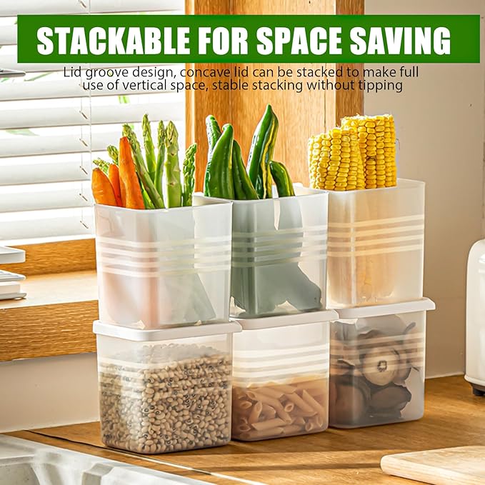6 Pack Refrigerator Organizer Box with Lid, Plastic Refrigerator Side Door Storage Containers, Space-Saving Organizer Bins for Refrige, Refrige Drawers for Fruit and Vegetable (Clear, S-6)