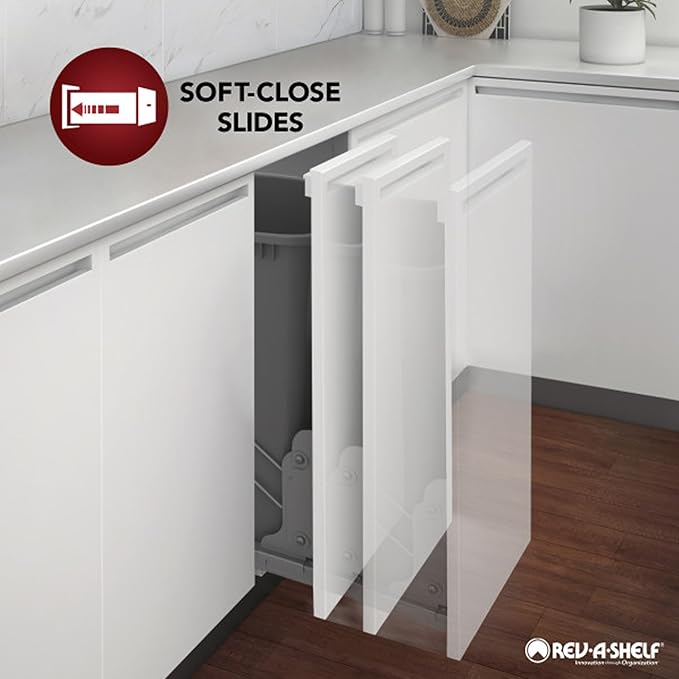 Rev-A-Shelf 8 in. Pull Out Storage Organizer for Base Kitchen Cabinets w/Soft-Close, Sliding Shelves for Utilities, Utensils or Spices, Maple, 448UT-BCSC-8C