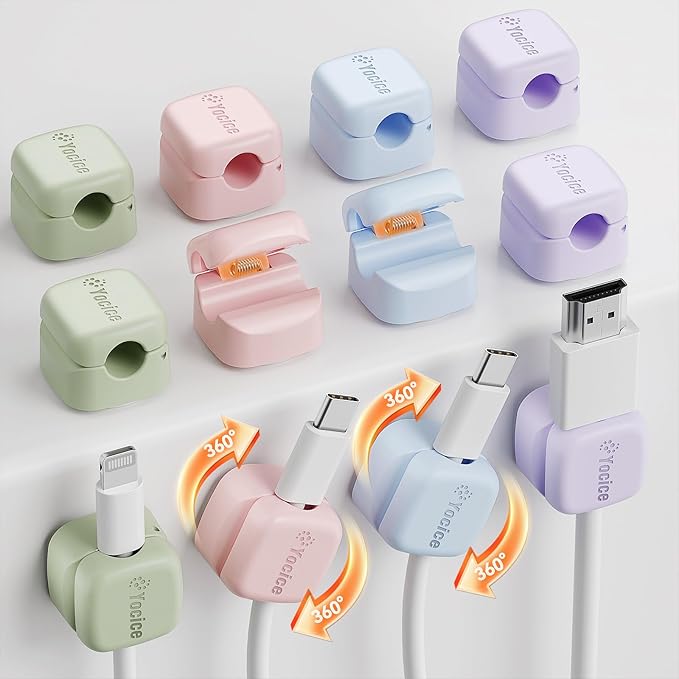 12Pack Rotatable Cord Organizer, Multicolor