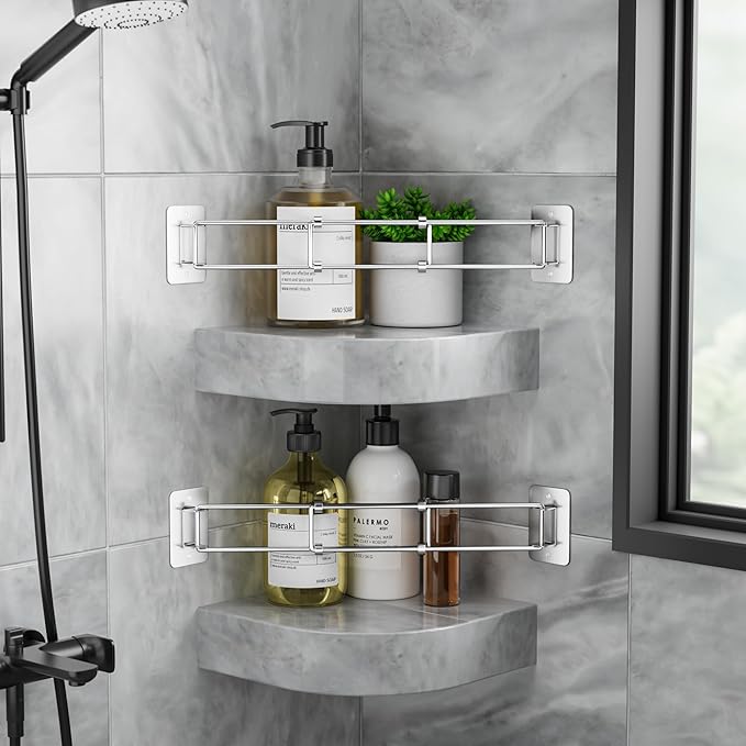 Songsoso 2 Pack RV Shower Corner Storage Bar, Camper Shower Caddy