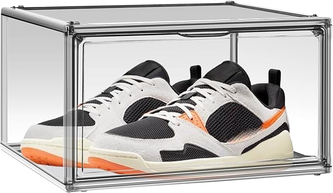 12 Pack Large Shoe Organizers Storage Boxes for Closet Clear Plastic Stackable