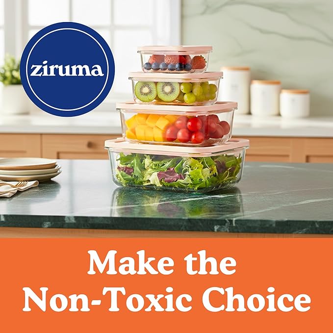 Non-Toxic 4 Pack, Glass Food Storage Containers With Lids, Plastic Free