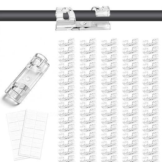 Adhesive Cable Wire Clips Clear (80 PCS) with Screw Holes