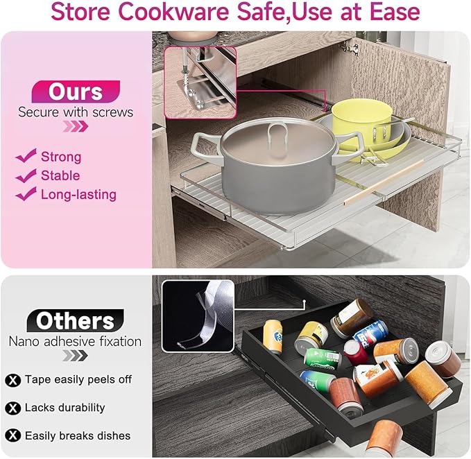 Pull Out Cabinet Organizer, 23~39.8"W x 22.5"D. 2Pack