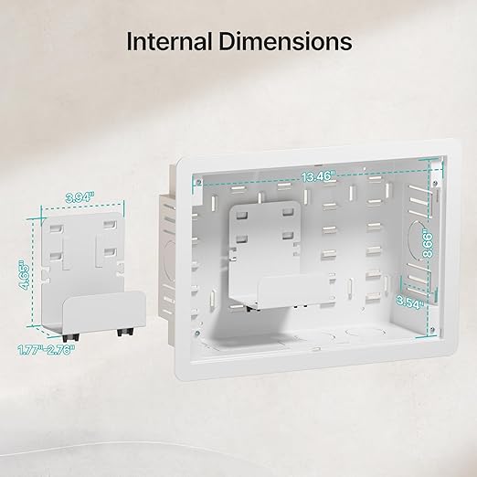 PEGZONE 9" in-Wall Media Box, Recessed Outlet Wall Box, Structured Media Enclosure for One Connect & Network Switches, Works with Fire TV Stick & Samsung -Friendly Cable Management Kit