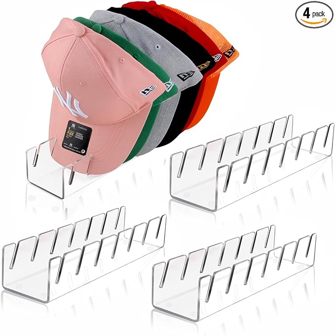 Hat Stand for Baseball Caps, Clear-4Pack