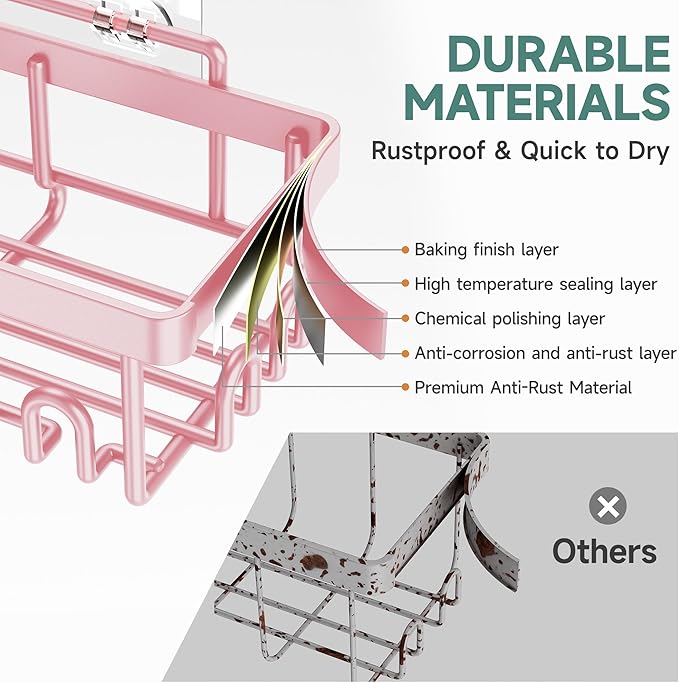 Large Capacity Shower Caddy 6-Pack, No Drilling & Rustproof
