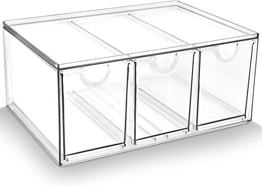 Acrylic Makeup Organizer Stackable Storage Drawers with 3 Drawers for Office