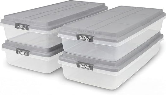63 Qt Hi-Rise Storage Bin with Lid, Stackable Plastic Storage Container