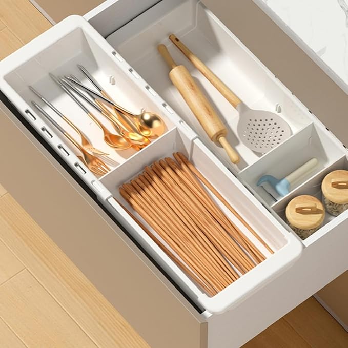 Sliding Drawer Tray with Adjustable Dividers