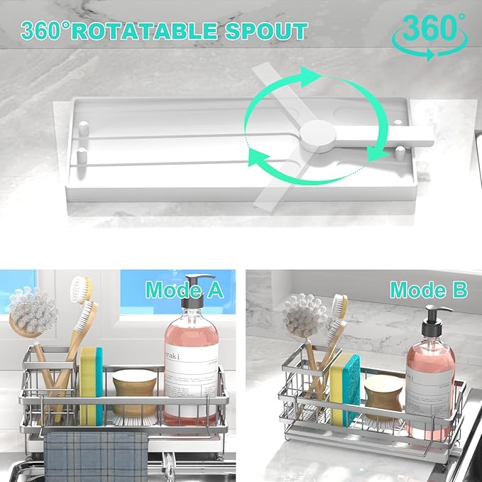 Sponge Holder for Kitchen Sink, Countertop Rustproof Stainless Steel, Silver