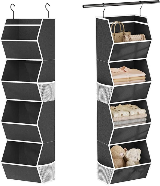 Hanging Closet Organizer 4 Shelf Collapsible Bedroom Closet Organizers, Black