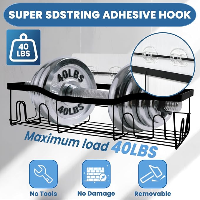 18 Pack Shower Caddy Adhesive Replacement, Shower Shelf Strong Adhesive Hooks, No Drilling, Transparent WaterProof Strips for Bathroom Shelves & Kitchen Racks