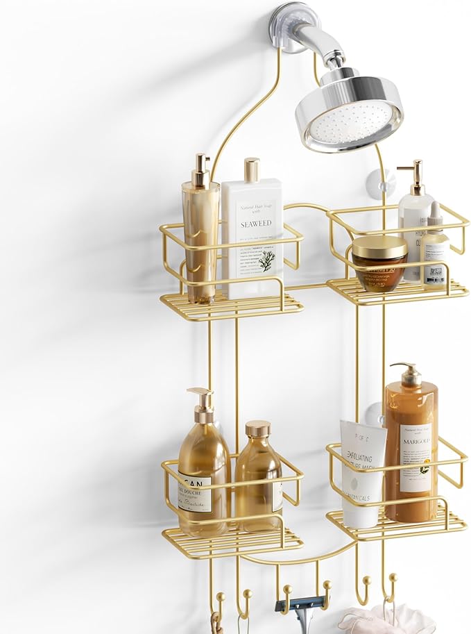 Shower Caddy Hanging, Bathroom Organizer, No Drilling Shelves Over Shower Head