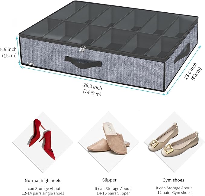 Large Under Bed Shoe Organizer (6 to 12 Pairs x 2)