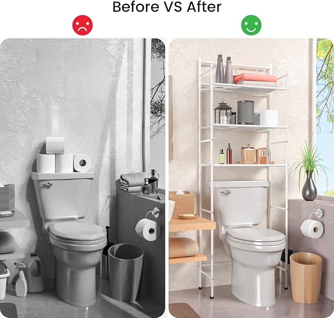 Home Zone Living Over-the-Toilet Bathroom Storage Organizer with 3-Tier Shelves