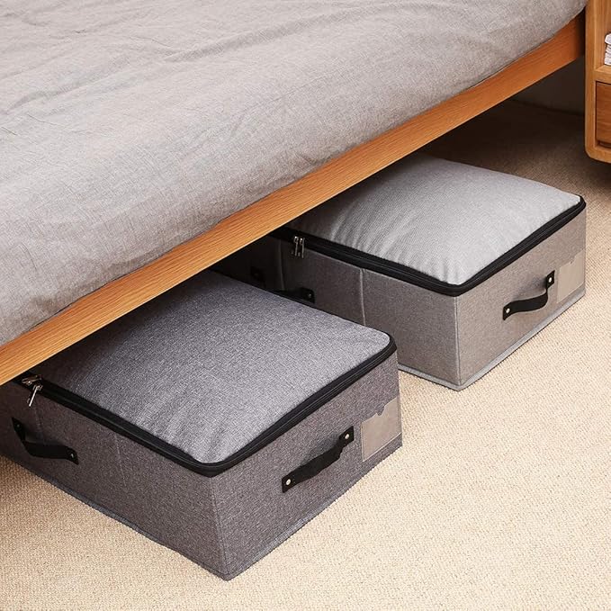 Foldable Under Bed Storage Basket Container [2 Pack] with Durable Fabric