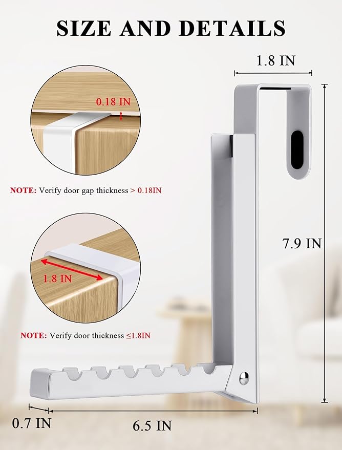 2-Packs Over the Door Hanger Hooks with Extra Anti-slip Pads, Metal Folding Clothes Drying Racks for Laundry, Dorm, Portable Space Saving Coat Towels Organizer Rack for Travel, Hanging Storage