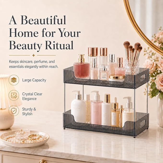 Bathroom Counter Organizer, Multi-Purpose Cosmetics Skincare Shelf