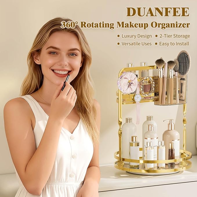 360° Rotating Makeup Organizer for Vanity