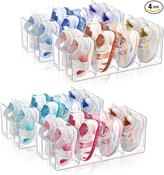 Kids Shoe Organizer Stackable, 4 Pack