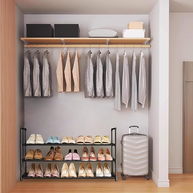 Shoe Rack, Metal Shoe Rack Organizer, Stackable Shoe Storage Shelf for Entryway