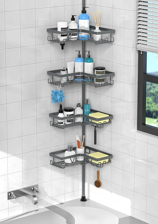 Corner Shower Caddy Tension Pole, Rustproof Tension Rod Organizer