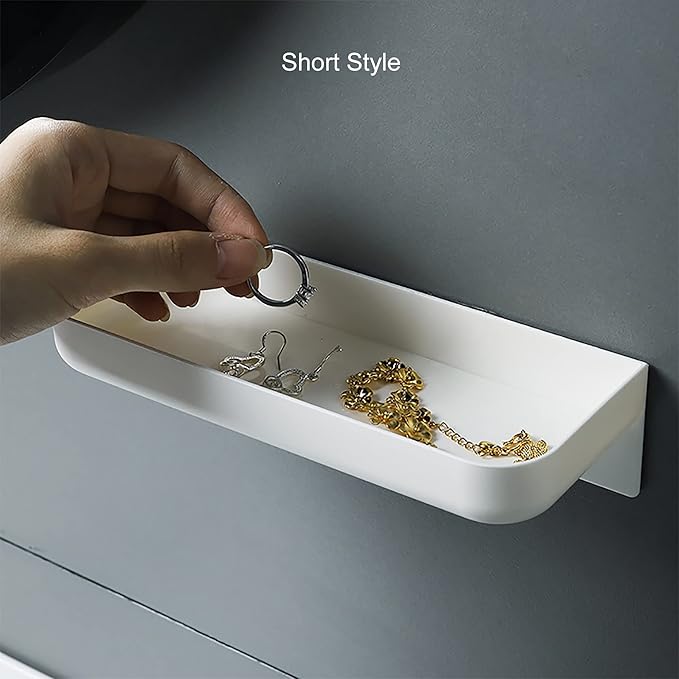 Adhesive Plastic Floating Shelf Stick on Wall Mounted Shower Caddy Shower Organizer for Bathroom Kitchen Bedside Extra Storage Needed (2pcs Tall)