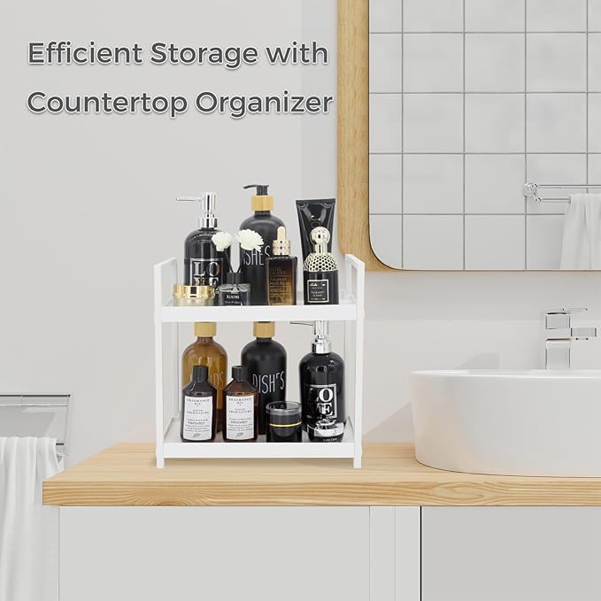 2-Tier Countertop Organizer for Bathroom, White