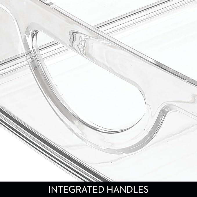 iDesign Plastic Stackable Pantry Bin - Storage Bin with Handles for Cabinets or Fridge - Set of 4 - Clear