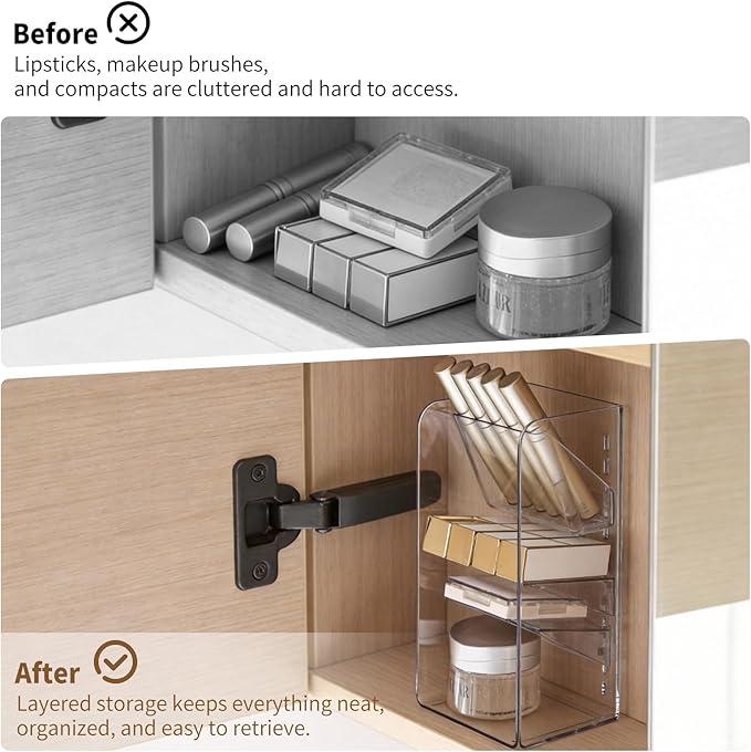 Medicine Cabinet Organizer with Adjustable Dividers, 3-Tier Slant-Gentle Slant
