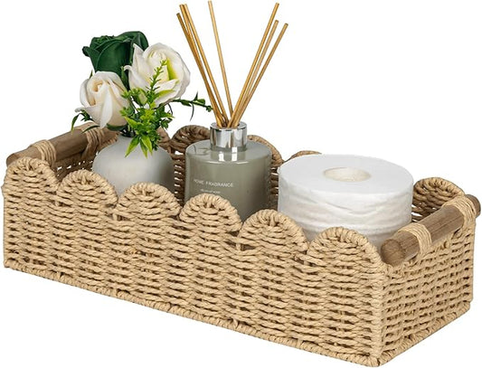 Scalloped Edge Toilet Paper Storage Basket, Beige