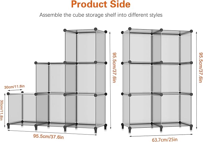 6 Light Grey Cube Storage Organizer, Modular Storage Shelf with Hammer