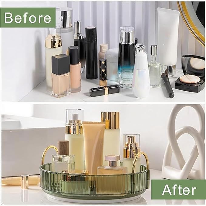 360° Rotating Makeup Organizer, 1 Tier, Green