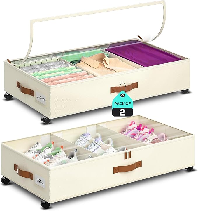 Underbed Storage with Wheels, 2 Pack (36L Each)