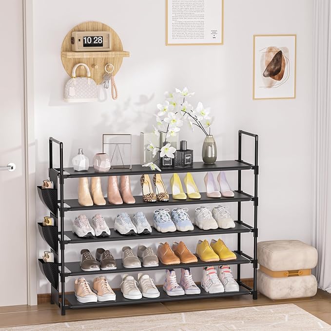 5 Tier Shoe Organizer Rack for Closet, Entryway, Garage, Door, Space Saving