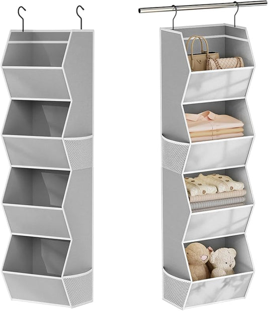 Hanging Closet Organizer 4 Shelf Collapsible Bedroom Closet Organizers, Grey