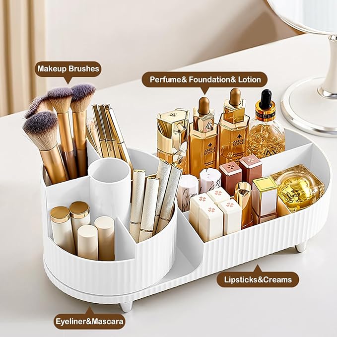 Rotating Vanity Organizer with Brush Holder