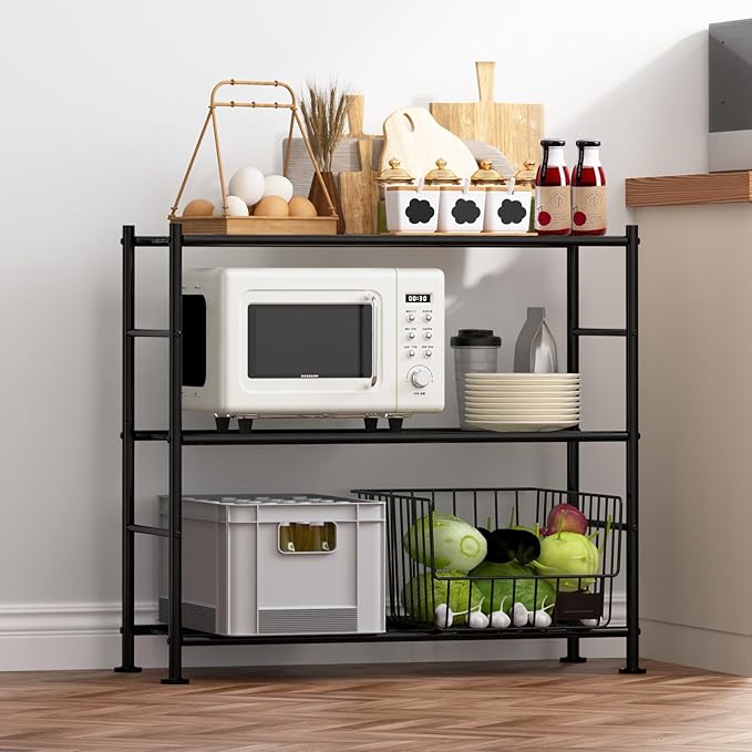 Storage Shelves, 3 Tier Shelf Organizer, Black