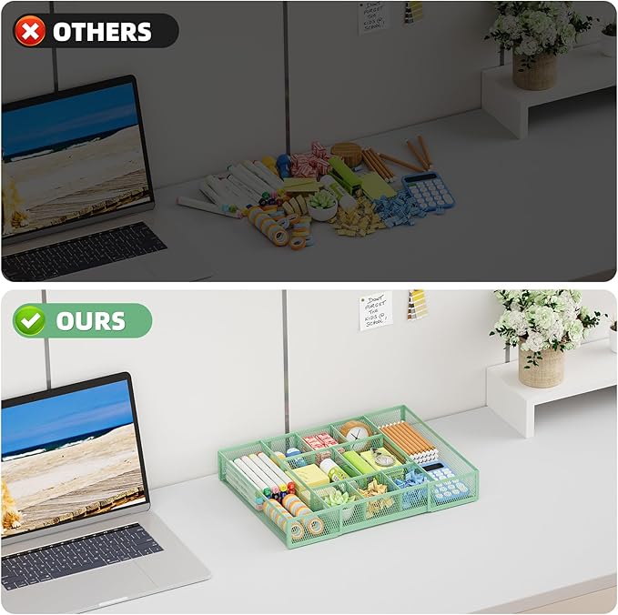 Expandable Desk Drawer Organizer, Expandable-Green