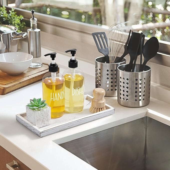 11.7" White Bathroom Vanity Tray for Counter