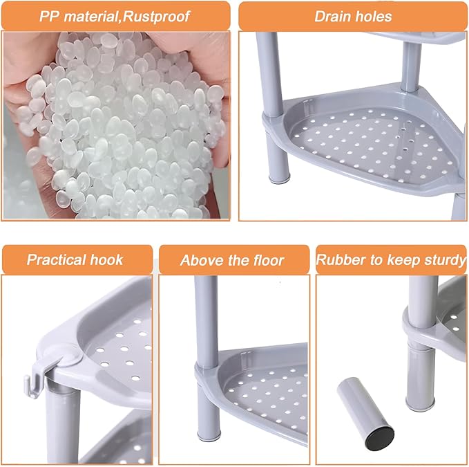 4 Tier Shower Caddy Corner, Plastic Shower Shelf Organizer for Inside Bathroom