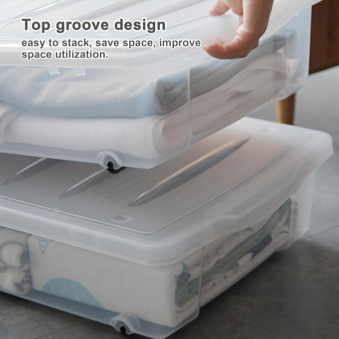 Citylife 57 QT Plastic Storage Bins with Double-Opening Lids